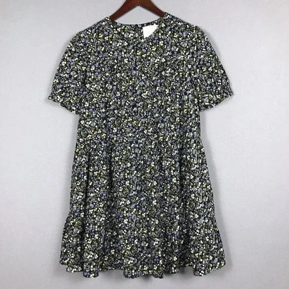 Tuckernuck Hyacinth House Quinn Dress Size XS Black Floral Short Sleeve Tiered - Picture 4 of 16